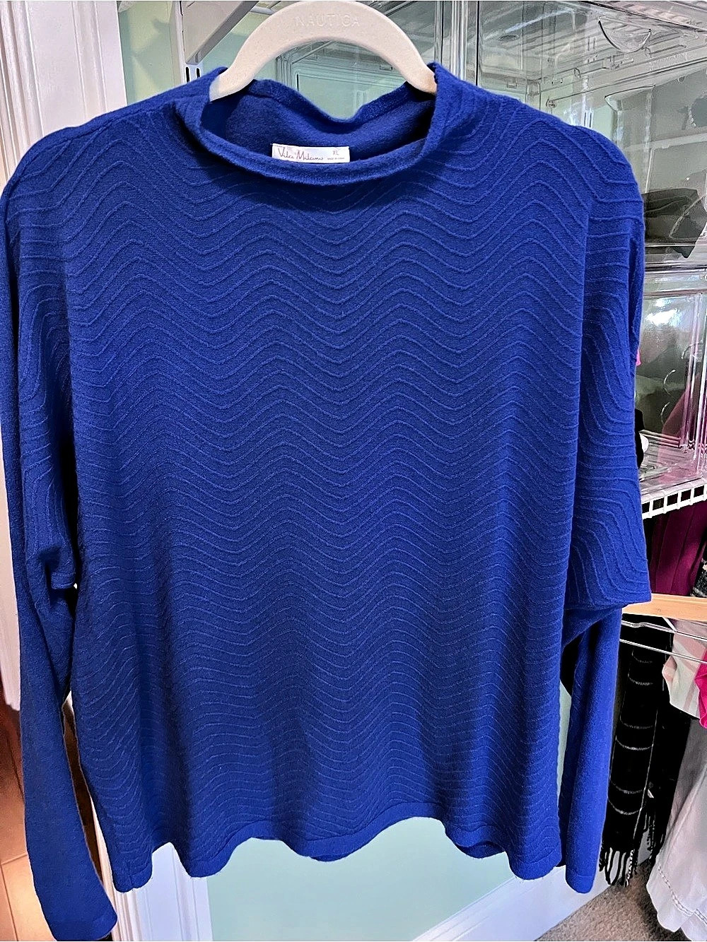 Vila Milano Wave Texture Sweater in Blue XL Like New